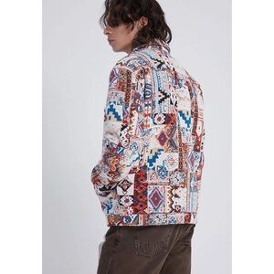 PacSun Jacquard Gas Jacket Multicolor Full Zip Patchwork Aztec Print Size Large